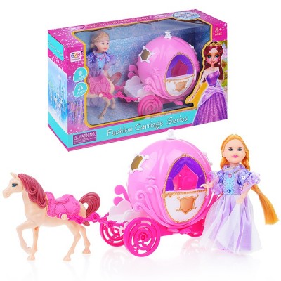 Карета с куклой и лошадкой, в коробке